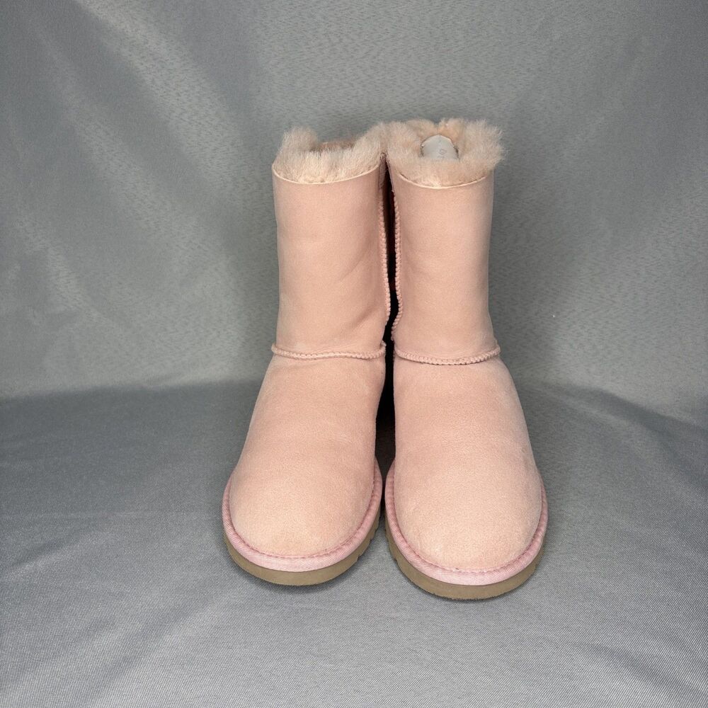 Womens UGG Boots Bailey Bow Pink EPRM Sz6 Suede Wool Coquette Festival VERY RARE - Picture 2 of 13